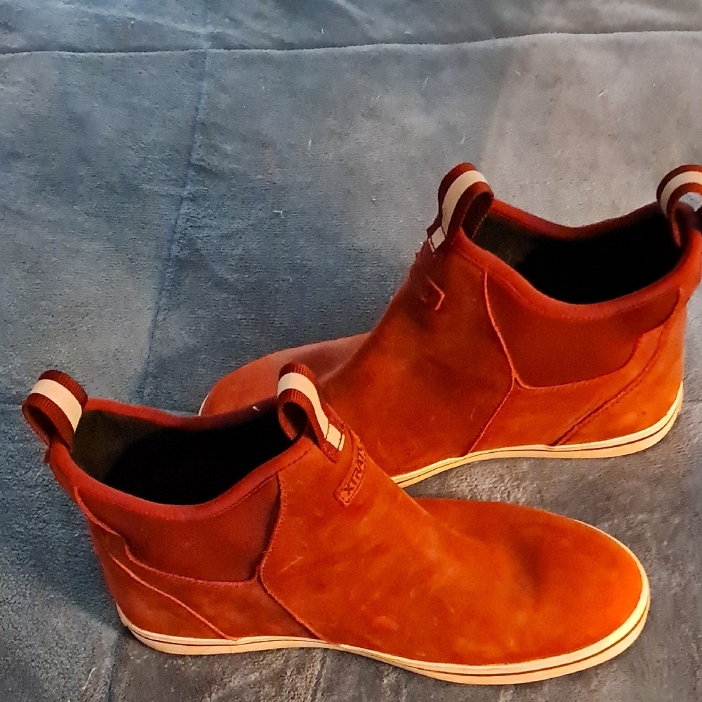 Red and Brown Ankle Boots with Suede Finish